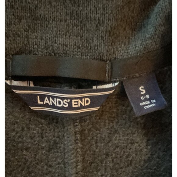 NWOT Lands End Womens Black Full-Zip Fleece Coat Sz S 6-8 Snap Collar & Pockets - Picture 4 of 8